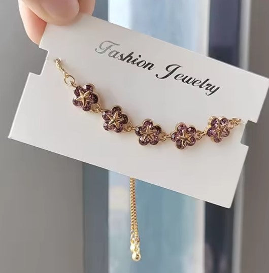 Zirconia Flower Chain Bracelet