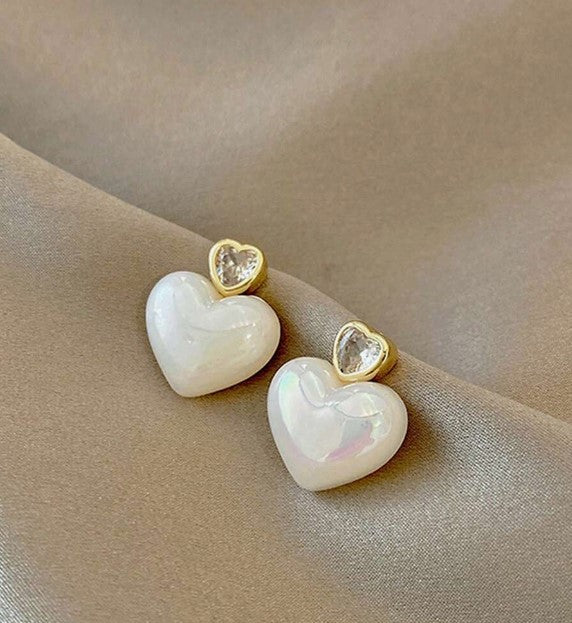 Heart Pearl Stud Earring