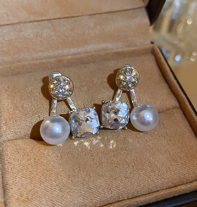 Crystal Pearl Stud Drop Earring