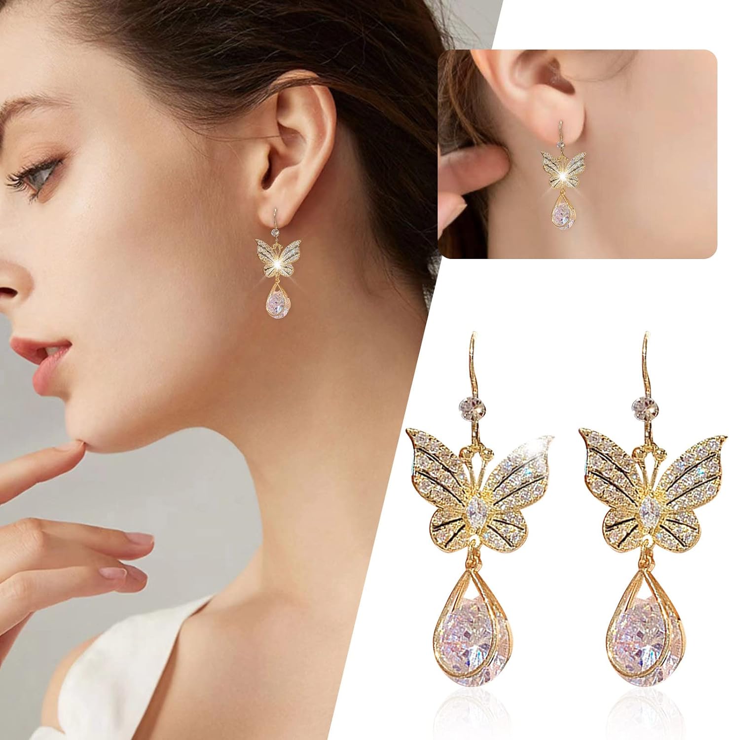 Butterfly Crystal Drop Earring