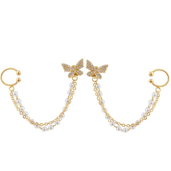 Double Ear chain Butterfly Earring