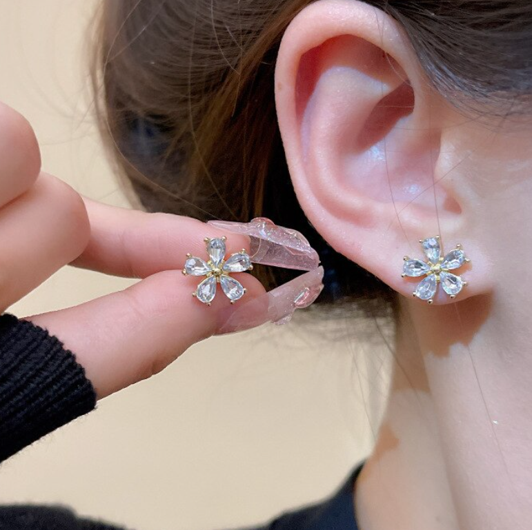 Flower Crystal Stud Earring