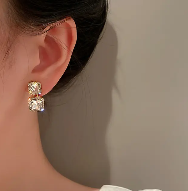 Square Crystal Drop Earring
