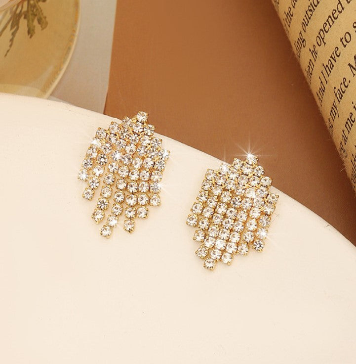 WHITE ZIRCON DROP KOREAN EARRINGS