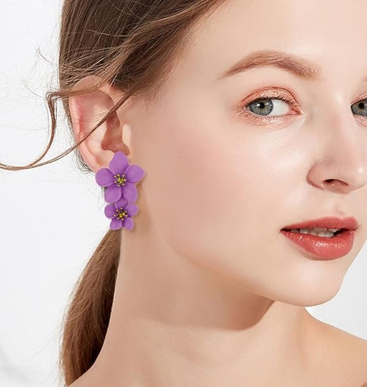 BIG FLOWER DROP KOREAN EARRINGS