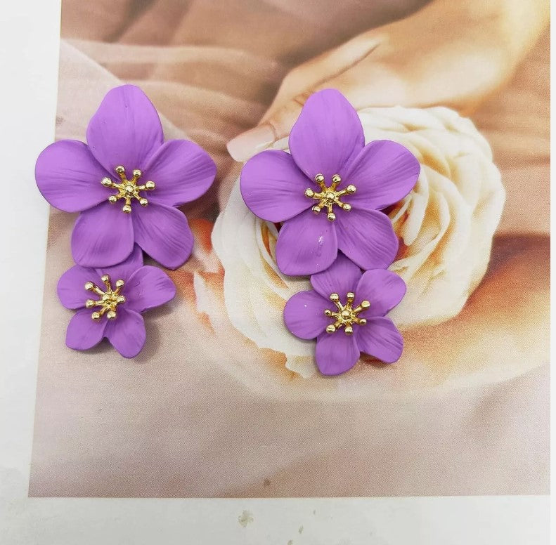 BIG FLOWER DROP KOREAN EARRINGS