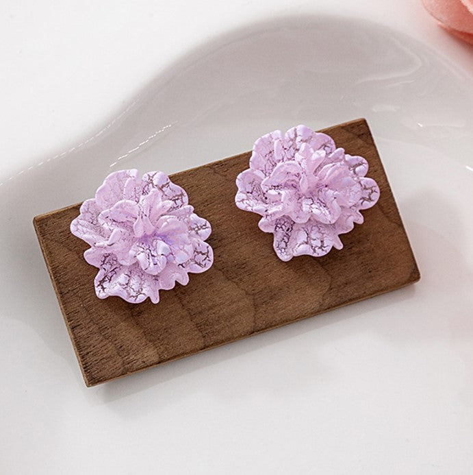 PINK FLORAL FLOWER STUD KOREAN EARRING