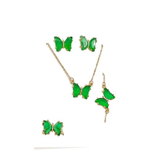 Butterfly Necklace, Ring, Bracelet Earring Combo Set
